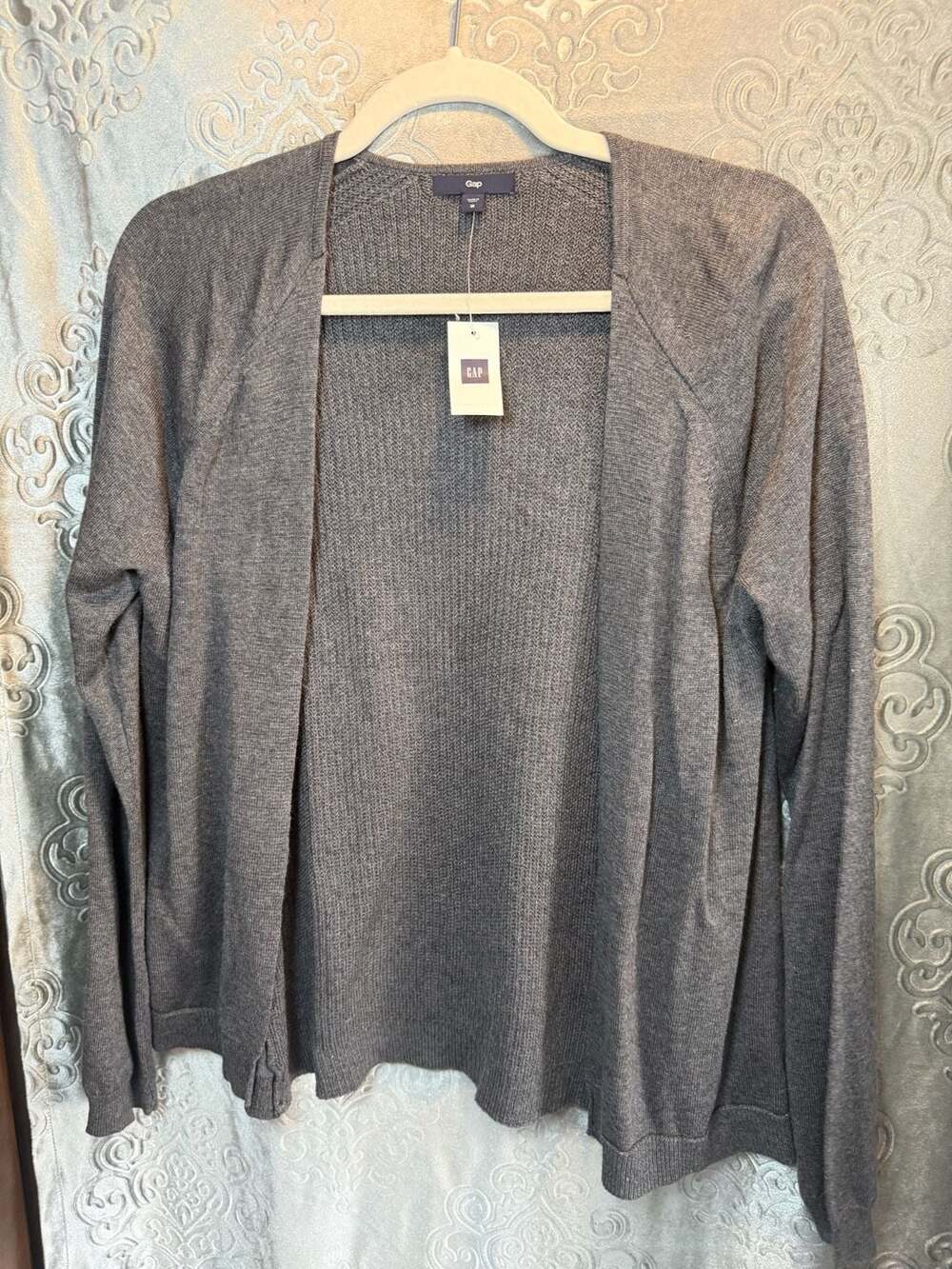 NWT Gap Gray Open Front Knit Cardigan Sweater Size M